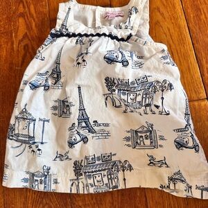 Charming Parisian Print Kids Casual Dress